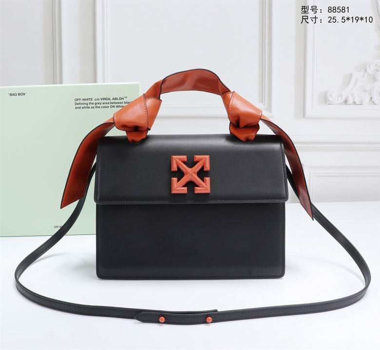 Borsa in pelle Off-White nero logo orange