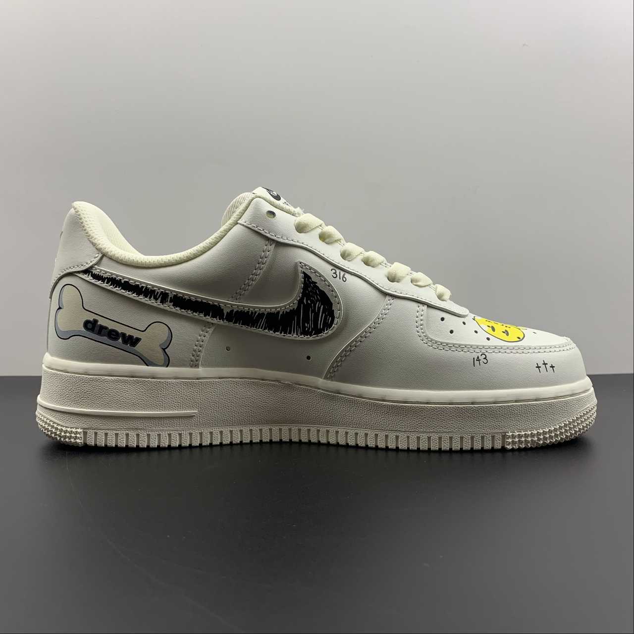Nike Air Force 1 07 Low Drew Beige Black Yellow CW2288-663