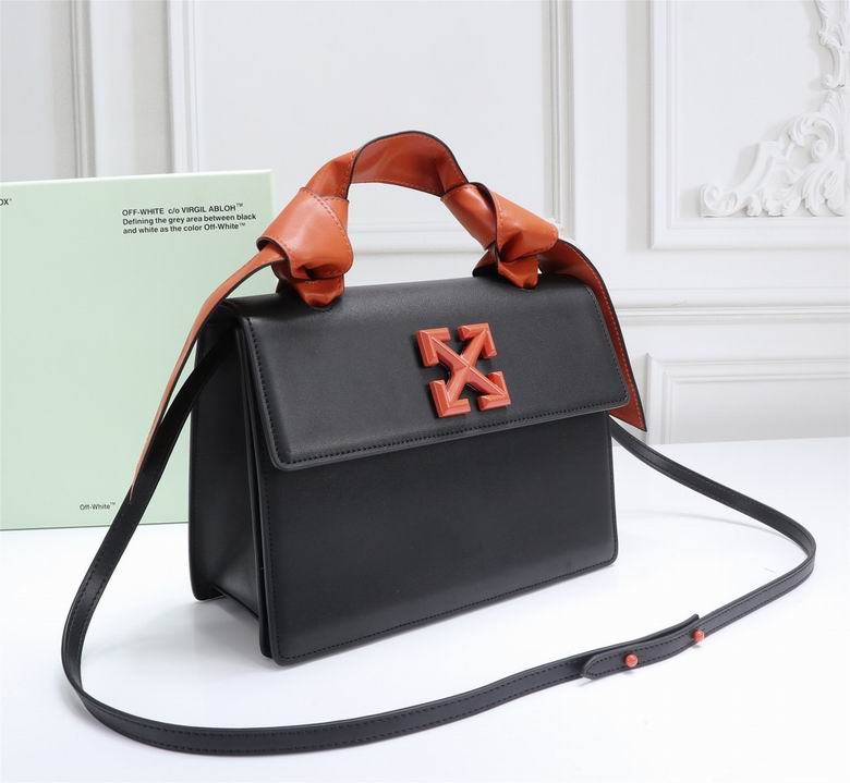 Borsa in pelle Off-White nero logo orange