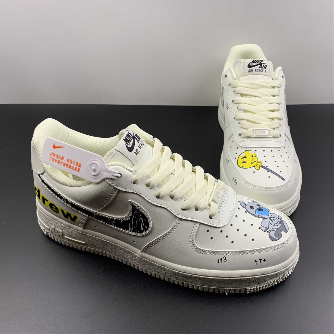 Nike Air Force 1 07 Low Drew Beige Black Yellow CW2288-663