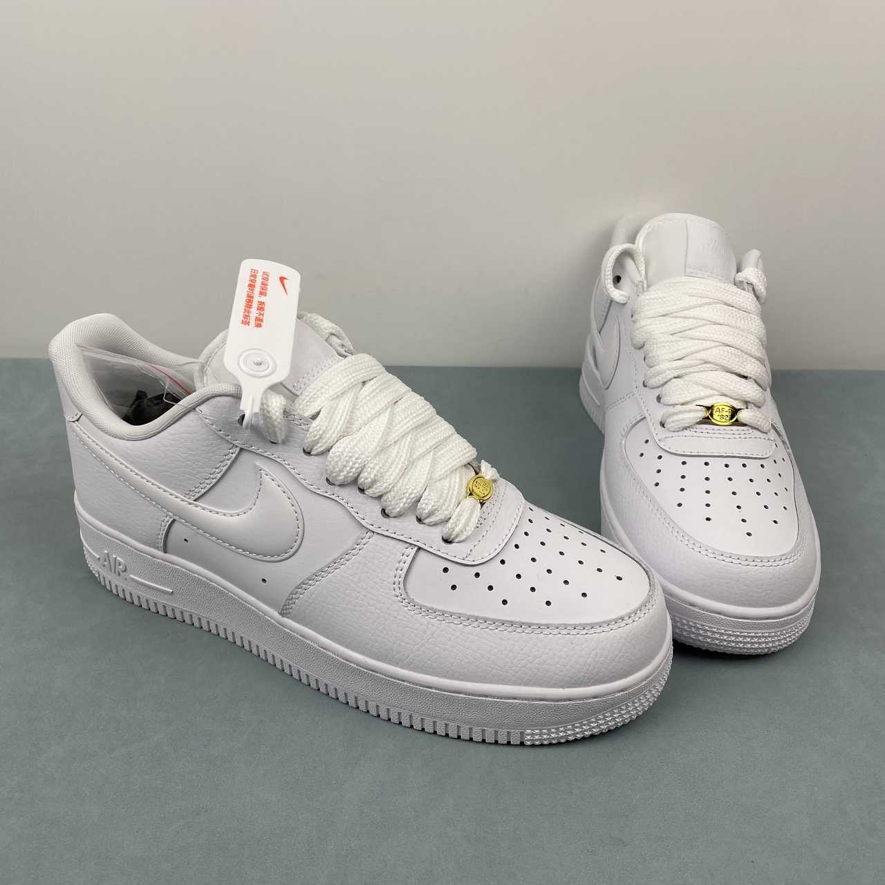 Nike Air Force 1 White Low '07 Next Nature Triple White Bulbous Swoosh