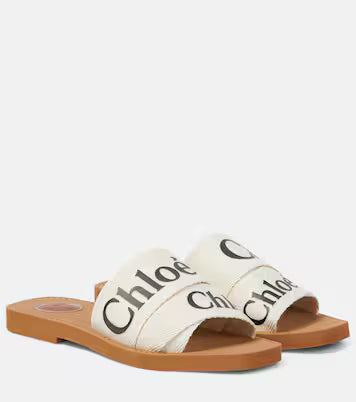 Chloé Woody Sandals Canvas bianchi