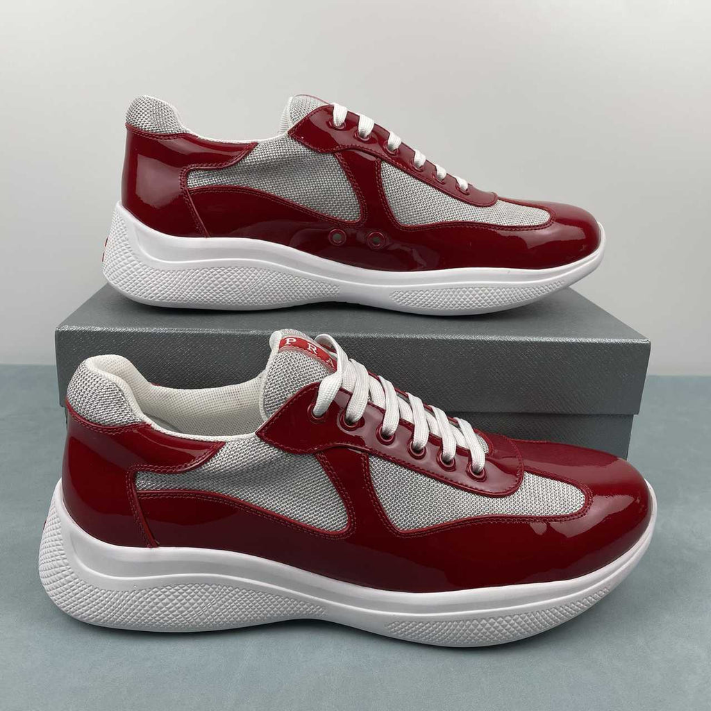Prada sneakers America's Cup in vernice e tessuto bike rosso