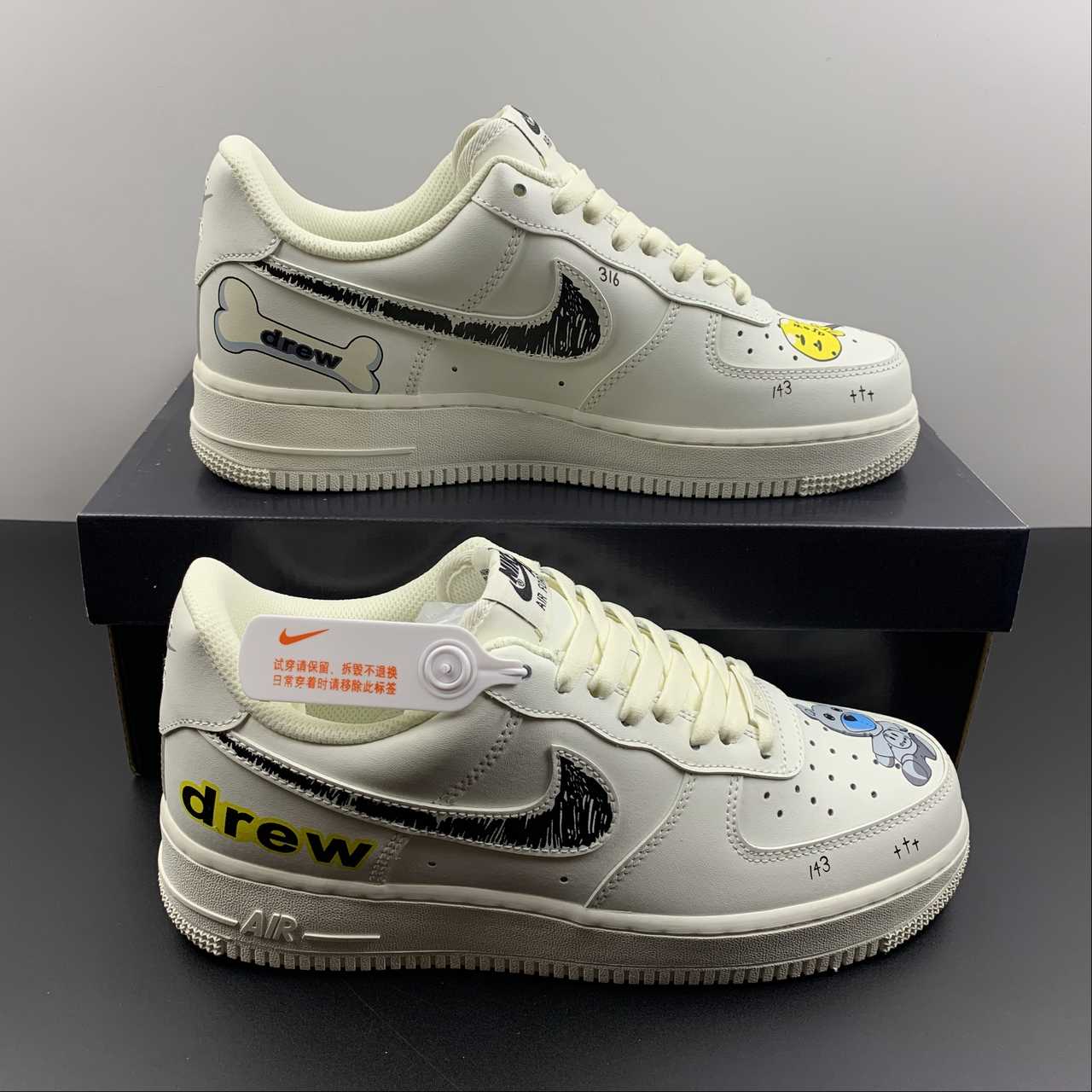 Nike Air Force 1 07 Low Drew Beige Black Yellow CW2288-663