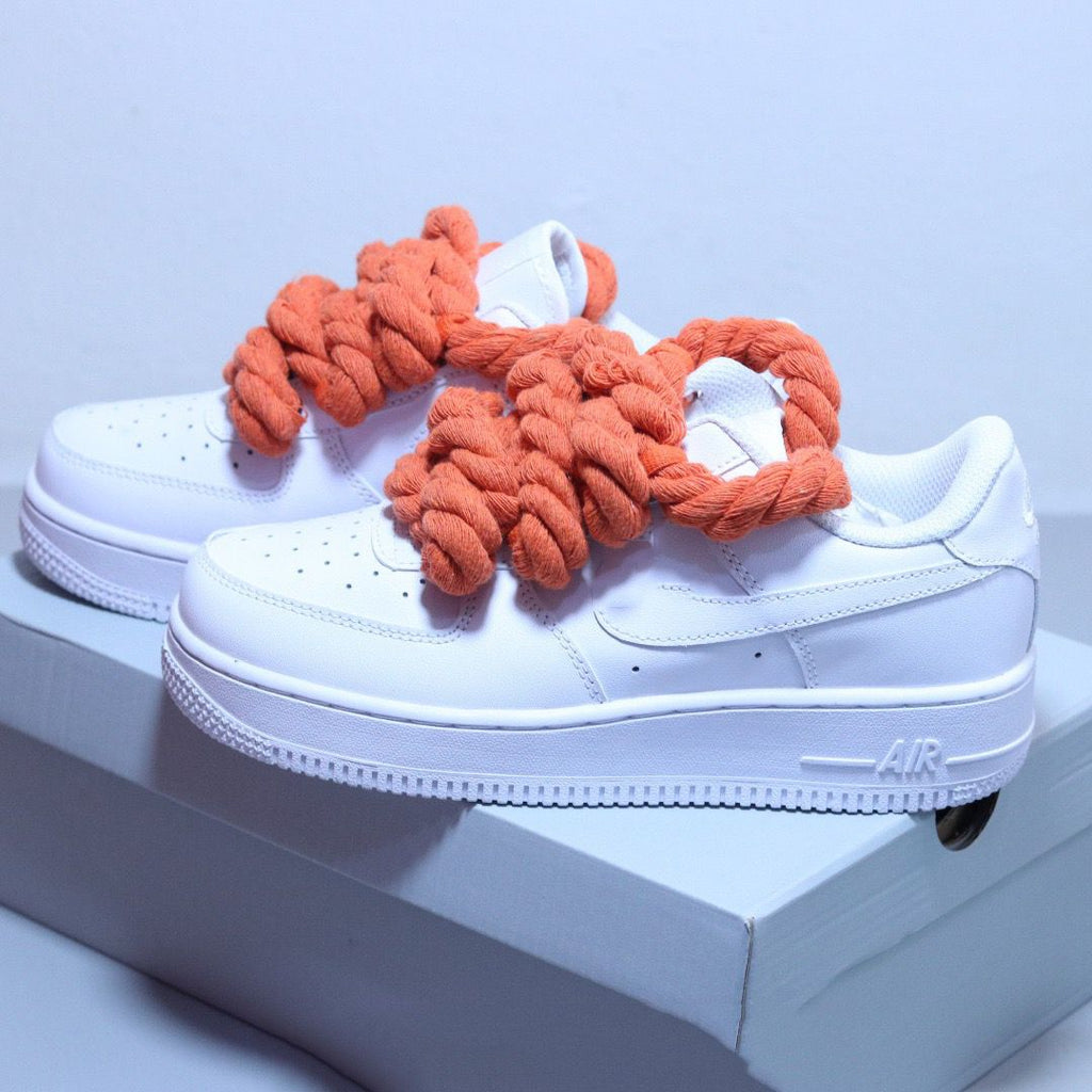 Nike Air Force 1 White Low Custom Rope corda orange