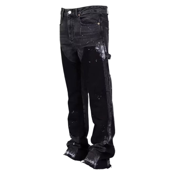 Jeans Flared in denim Nero | Trattati, con patchwork, stile Streetwear