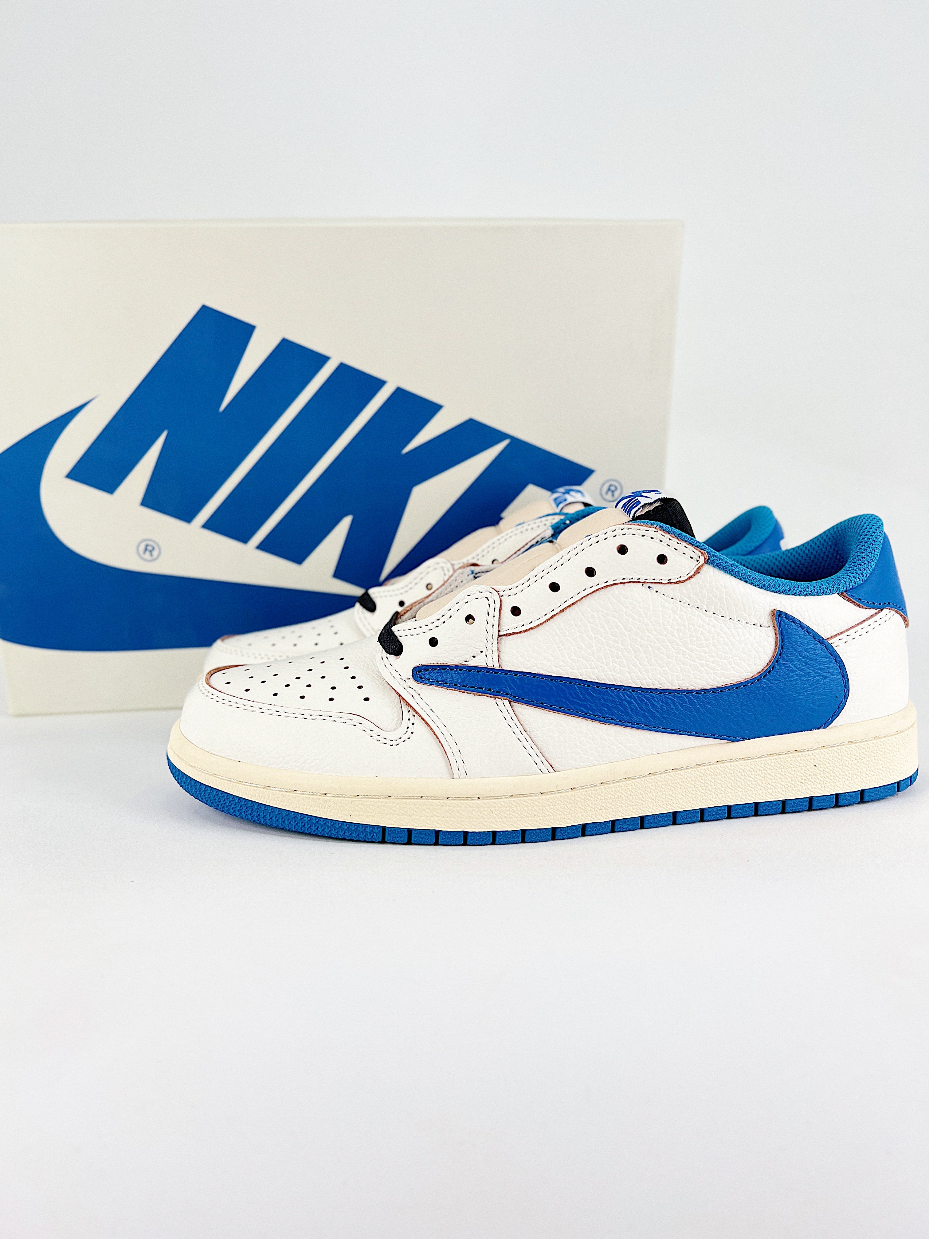 Travis Scott x Fragment x Air Jordan 1 Low OG Sail Military Blue