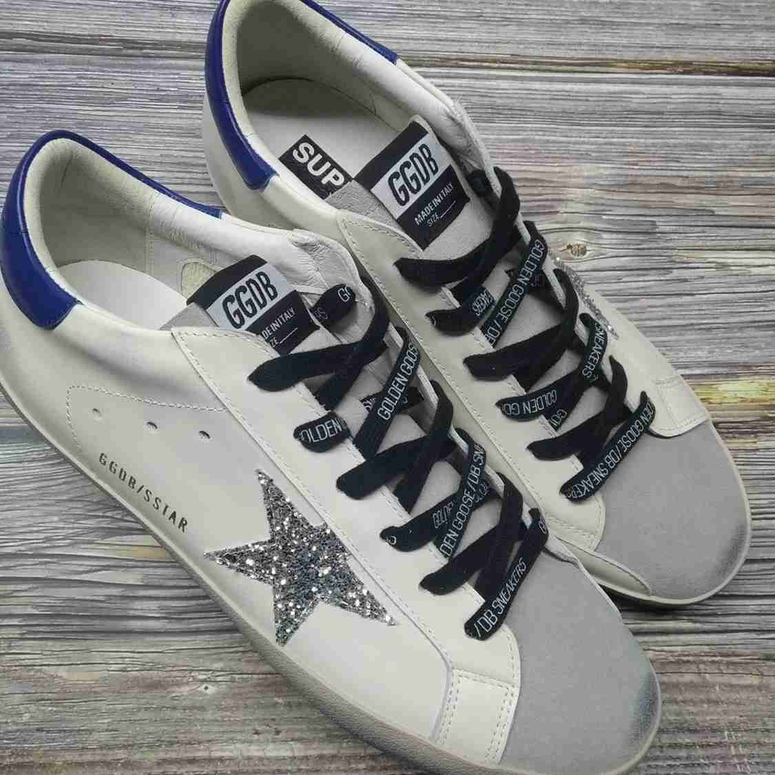 Golden Goose Superstar bianco inserti blu