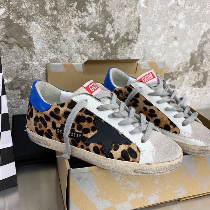 Golden Goose Superstar leopard sneakers tallone azzurro