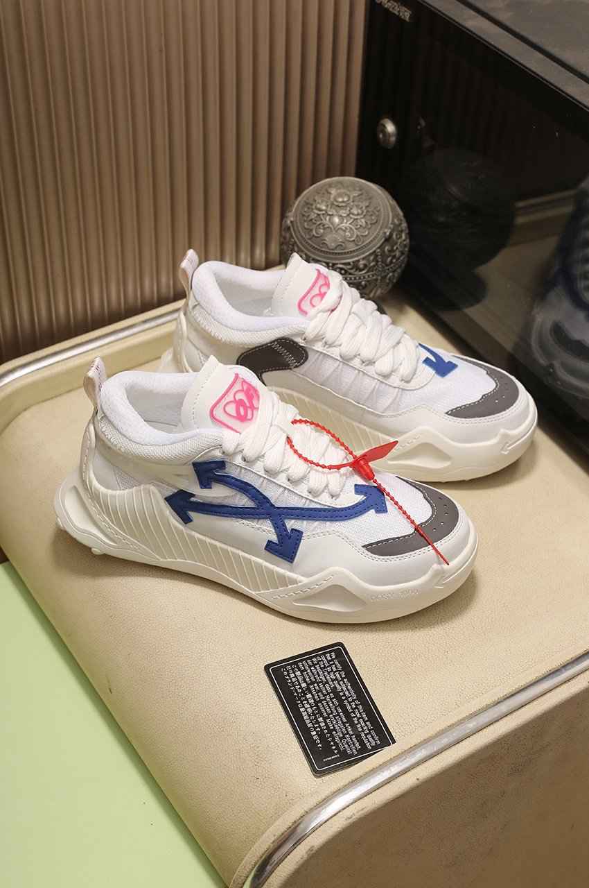 Off-White sneakers in pelle colore bianco con dettaglio blu