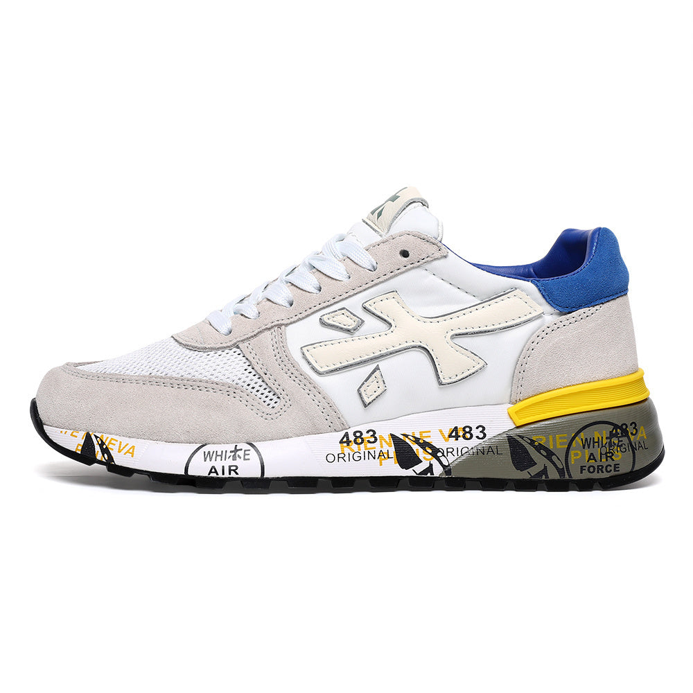 Premiata Mick sneakers suede bianco blu giallo