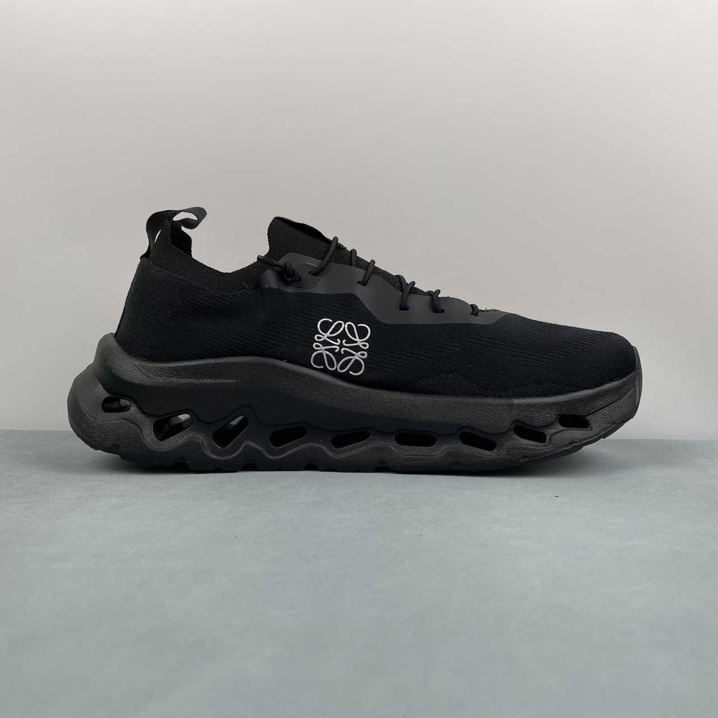 LOEWE + ON Cloudtilt stretch recycled-knit sneakers nero