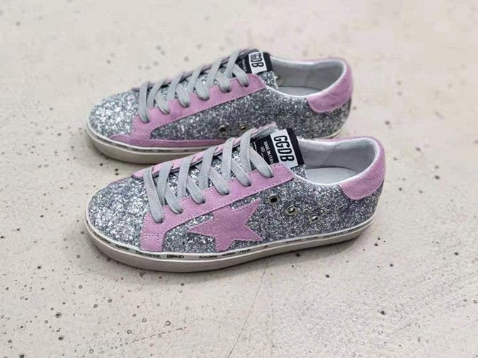 Golden Goose Superstar glitter camoscio rosa
