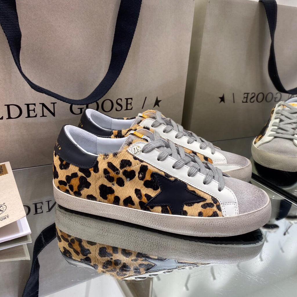 Golden Goose Superstar leopard sneakers tallone nero
