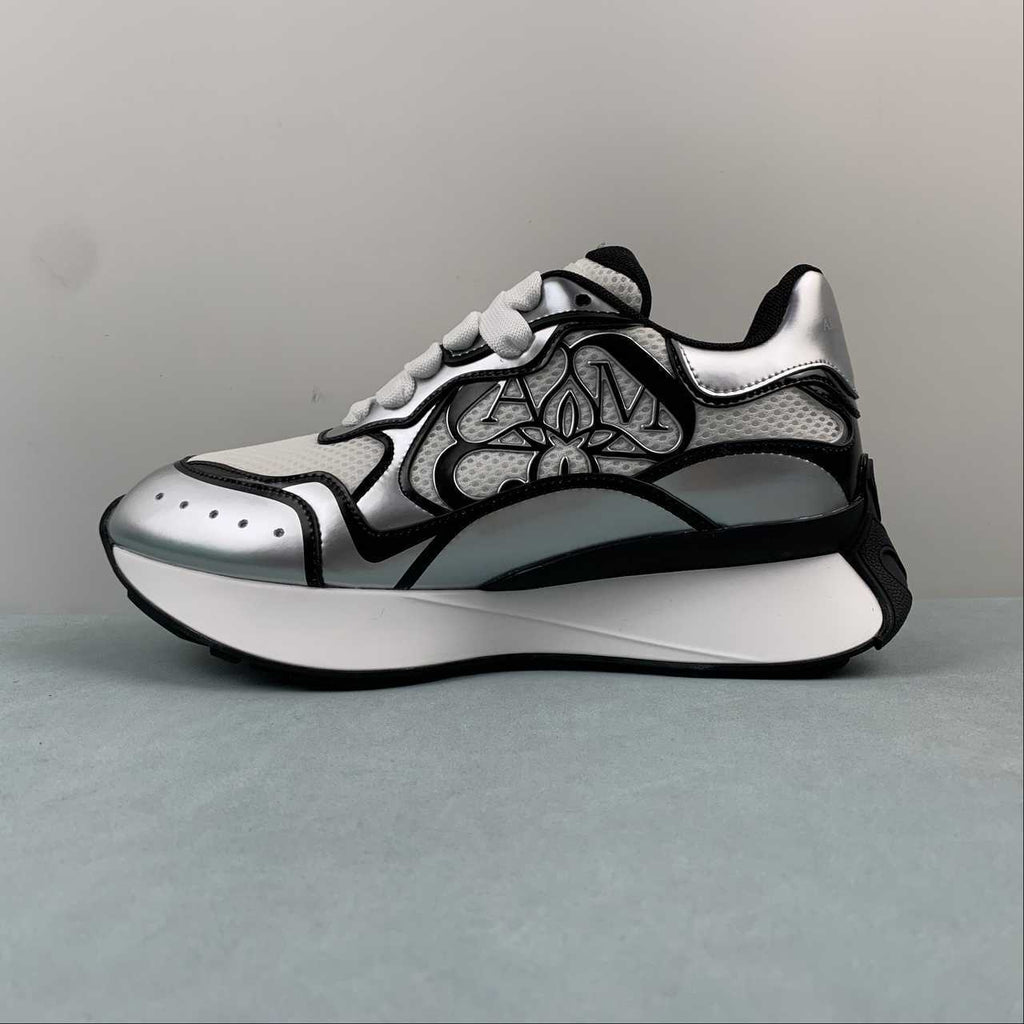 Alexander McQueen Sprint Runner bianco e argento