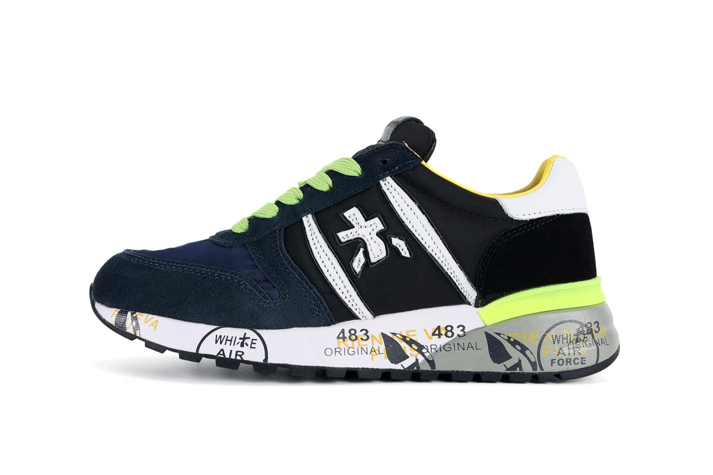 Premiata Lander sneakers suede blue lime - VIBES MILANO