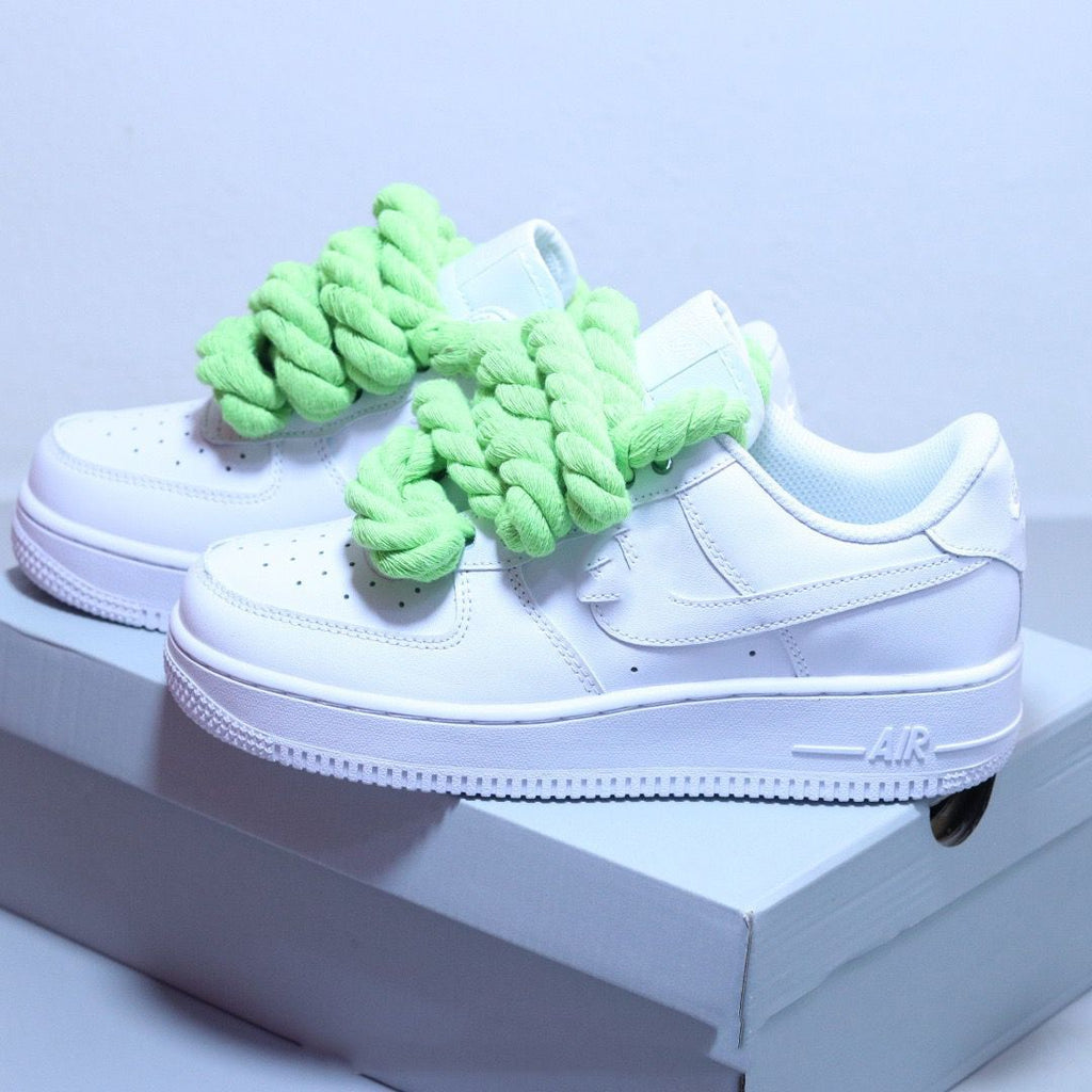 Nike Air Force 1 White Low Custom Rope corda verde