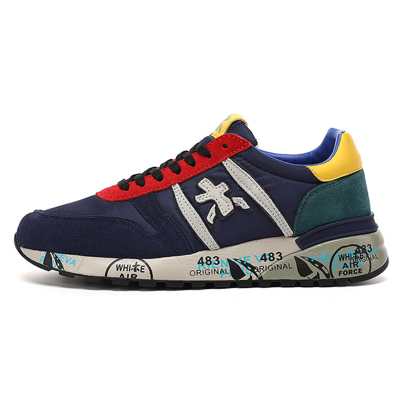 Premiata Lander sneakers suede blue rosso giallo