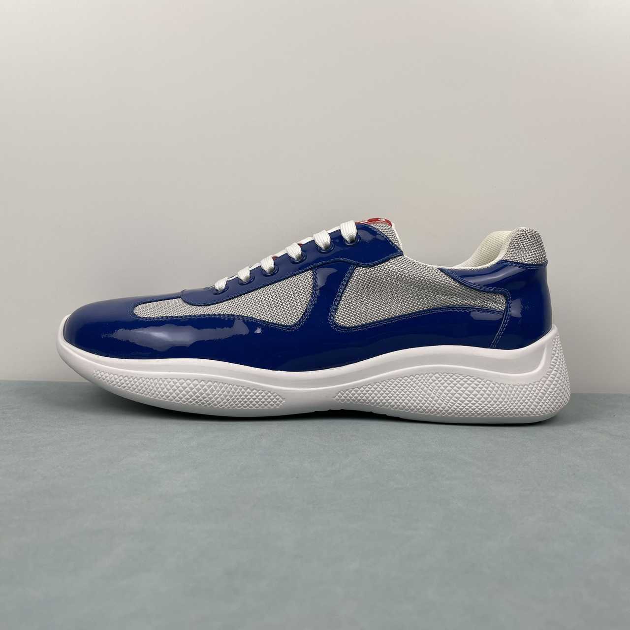 Prada sneakers America's Cup in vernice e tessuto bike blue