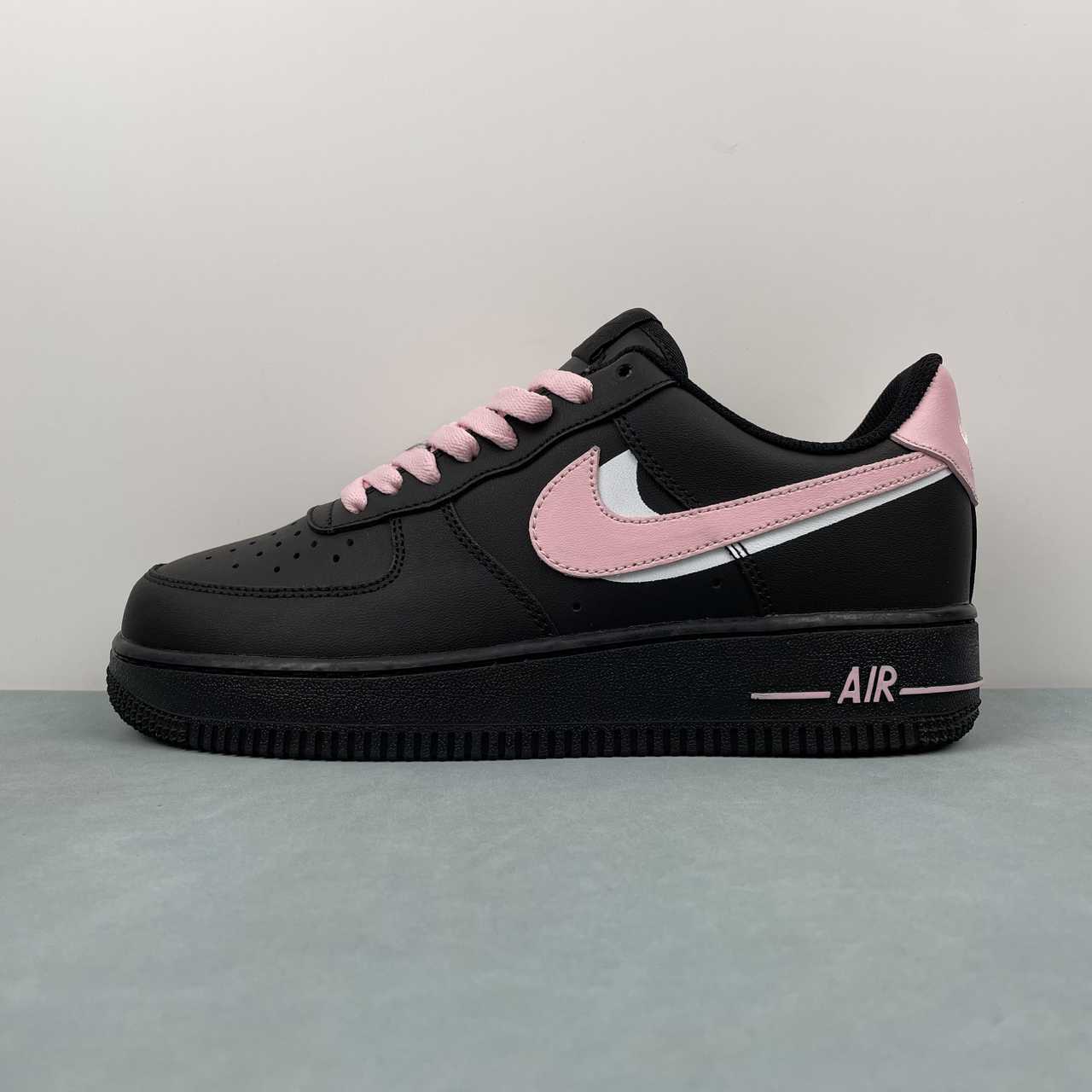 Nike Air Force 1 07 Low Custom Triple Black Pink
