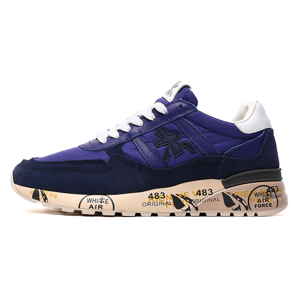 Premiata Lander sneakers suede blue bianco