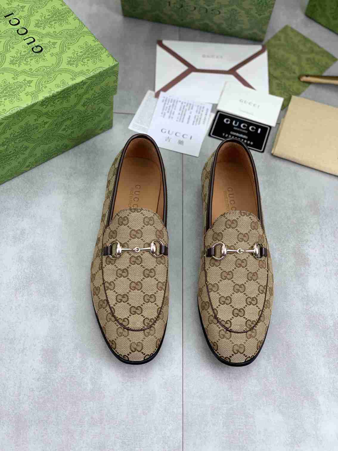 Gucci Jordaan Horsebit Loafer GG Canvas