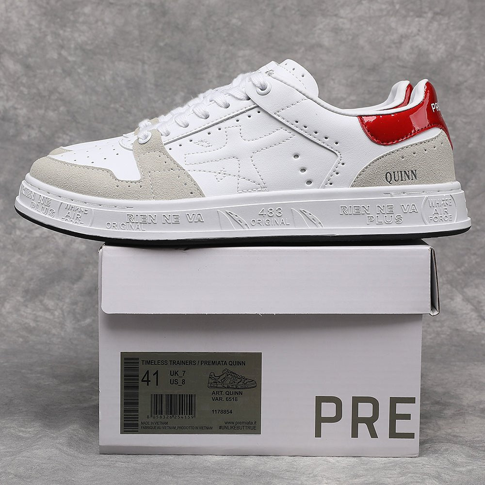 Premiata Quinn sneakers pelle bianco rosso - VIBES MILANO