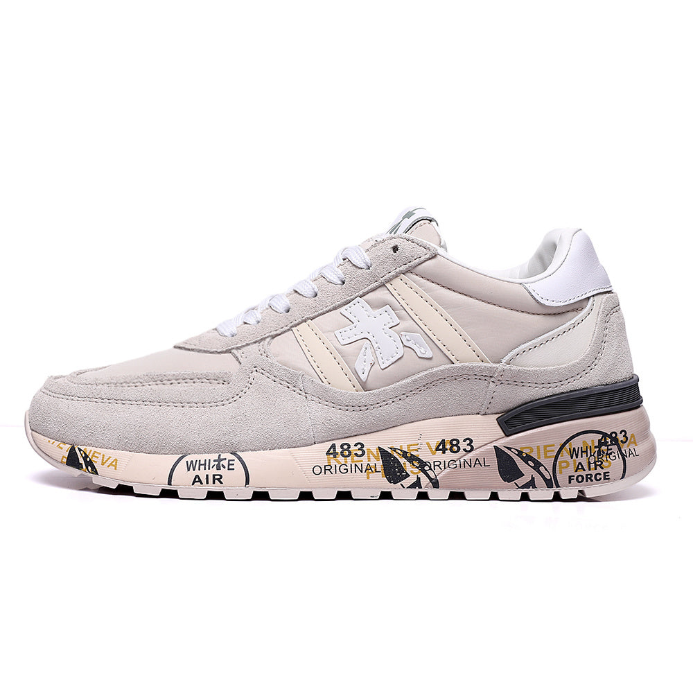 Premiata Lander sneakers suede grigio e beige