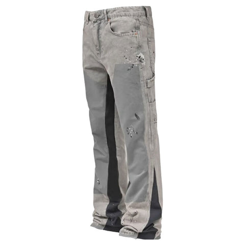 Jeans Flared in denim Grigio | Trattati, con patchwork, stile Streetwear