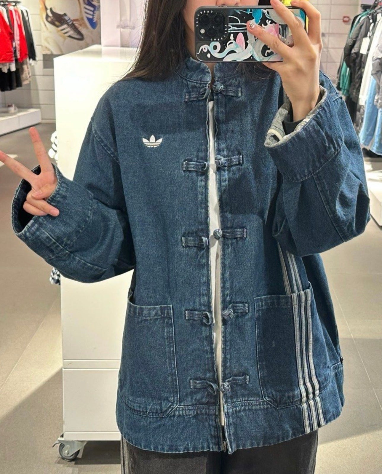 Adidas Chinese Track Top 3.0 giacca in denim blue - VIBES MILANO