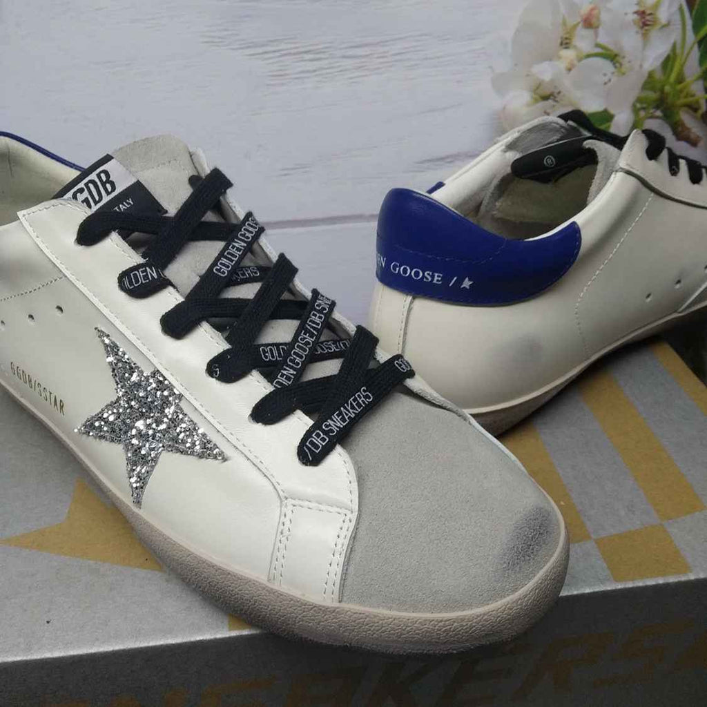 Golden Goose Superstar bianco inserti blu
