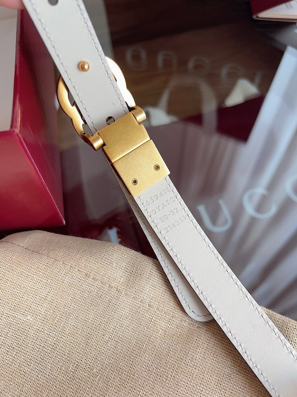 Cintura Gucci GG Marmont Reversible Bianca