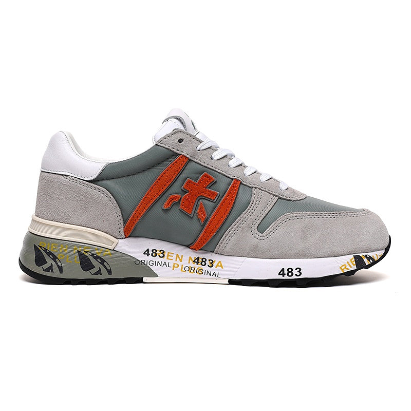 Premiata Lander sneakers suede grigio rosso