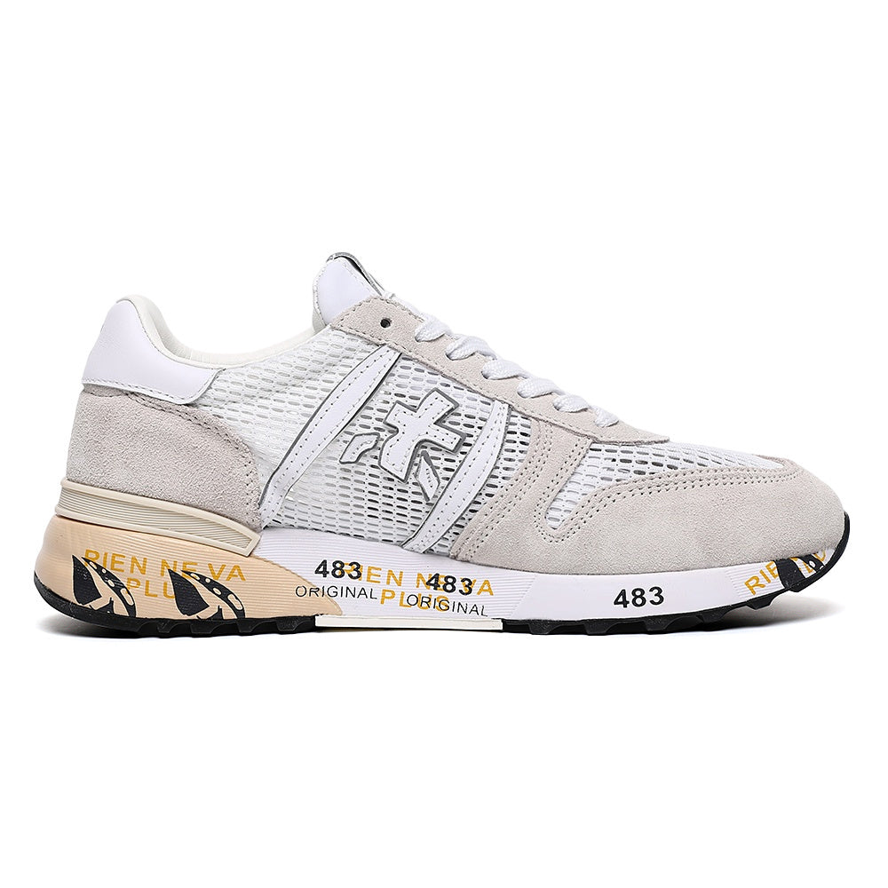Premiata Lander sneakers suede bianco e grigio chiaro