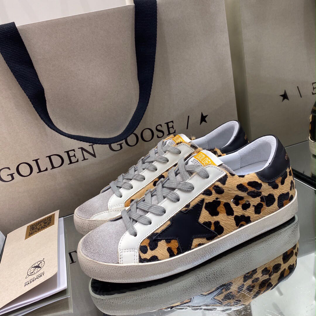 Golden Goose Superstar leopard sneakers tallone nero