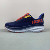 Hoka One Clifton 10 blu rosso logo