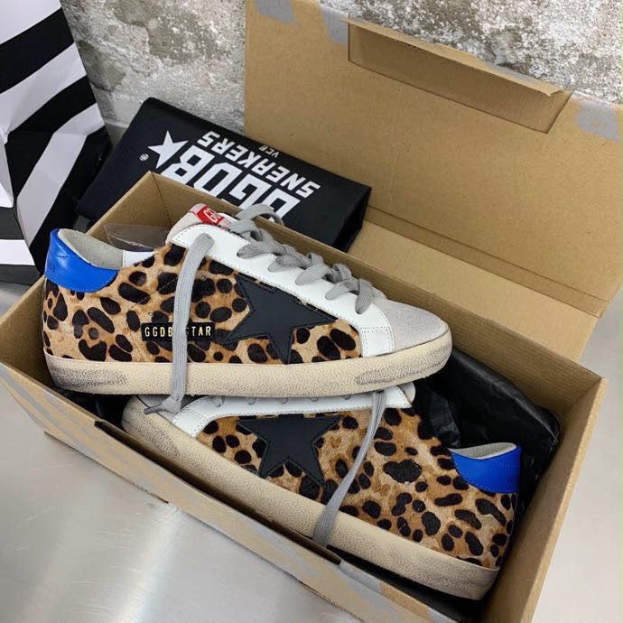Golden Goose Superstar leopard sneakers tallone azzurro