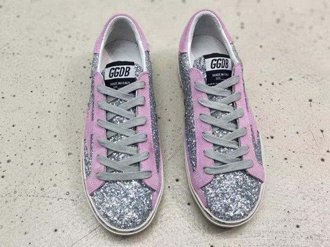 Golden Goose Superstar glitter camoscio rosa