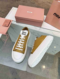 Miu Miu sneakers beige in tessuto Canvas