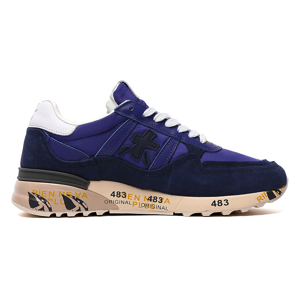 Premiata Lander sneakers suede blue bianco