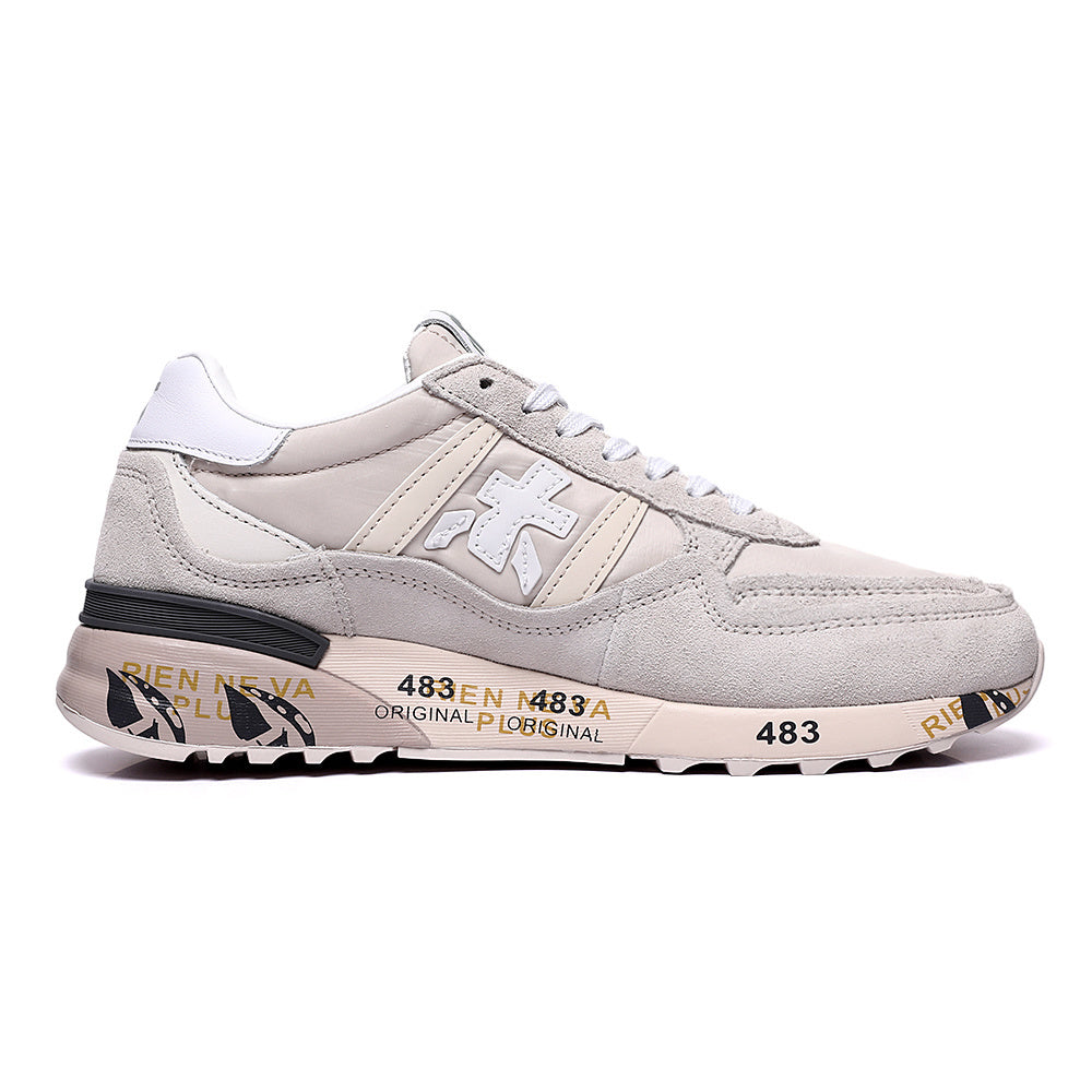 Premiata Lander sneakers suede grigio e beige