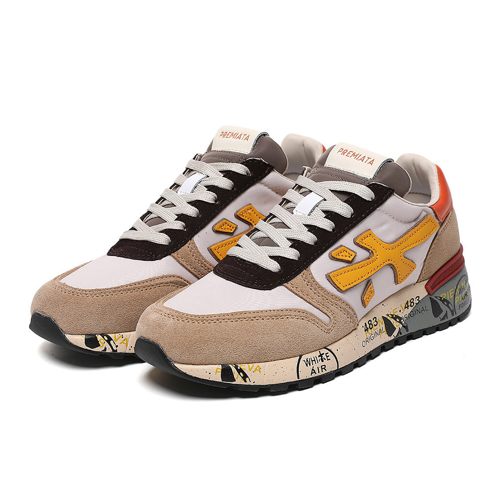 Premiata Mick sneakers suede beige marrone arancione