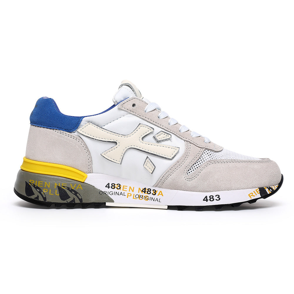 Premiata Mick sneakers suede bianco blu giallo