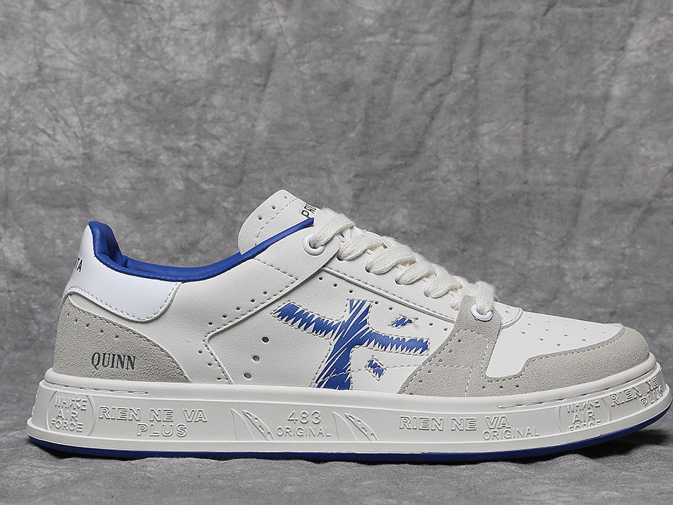 Premiata Quinn sneakers pelle bianco celeste