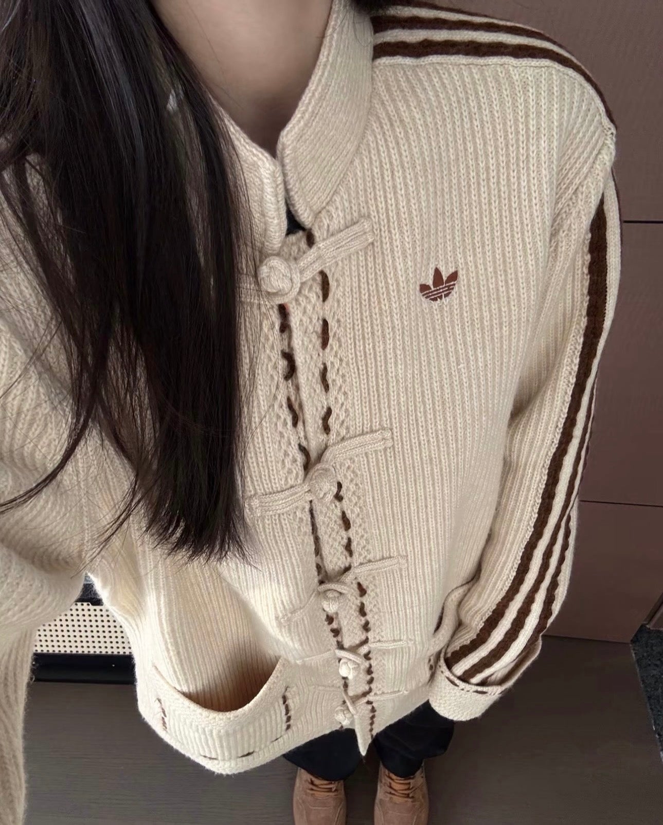 Adidas Originals Chinese New Year Knit Jacket beige chiaro - VIBES MILANO