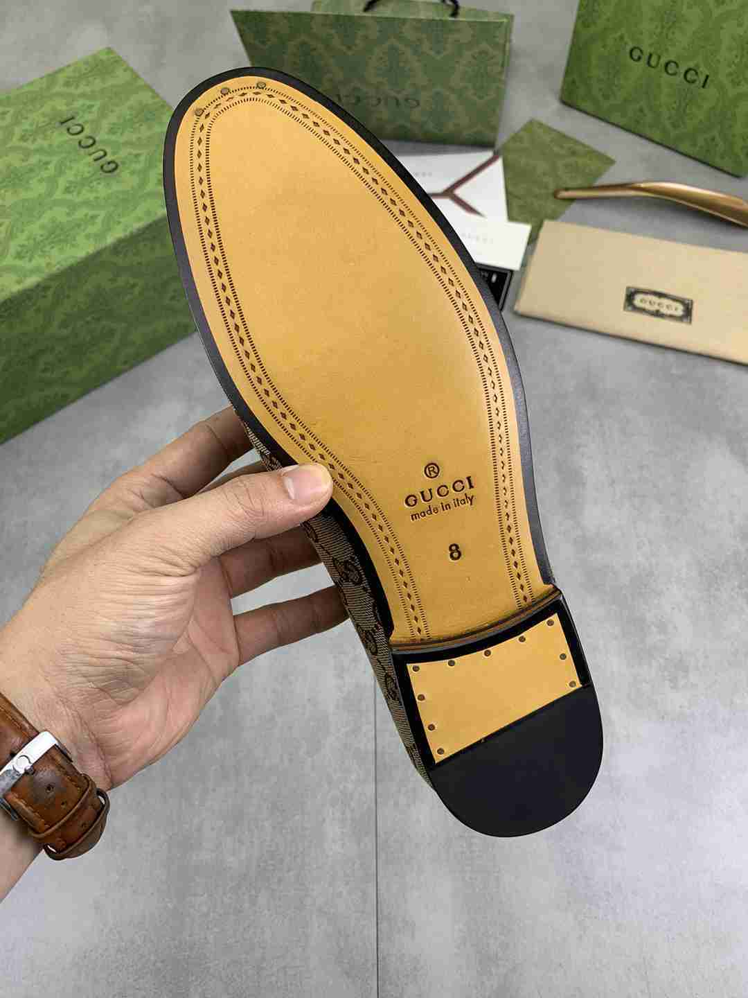 Gucci Jordaan Horsebit Loafer GG Canvas