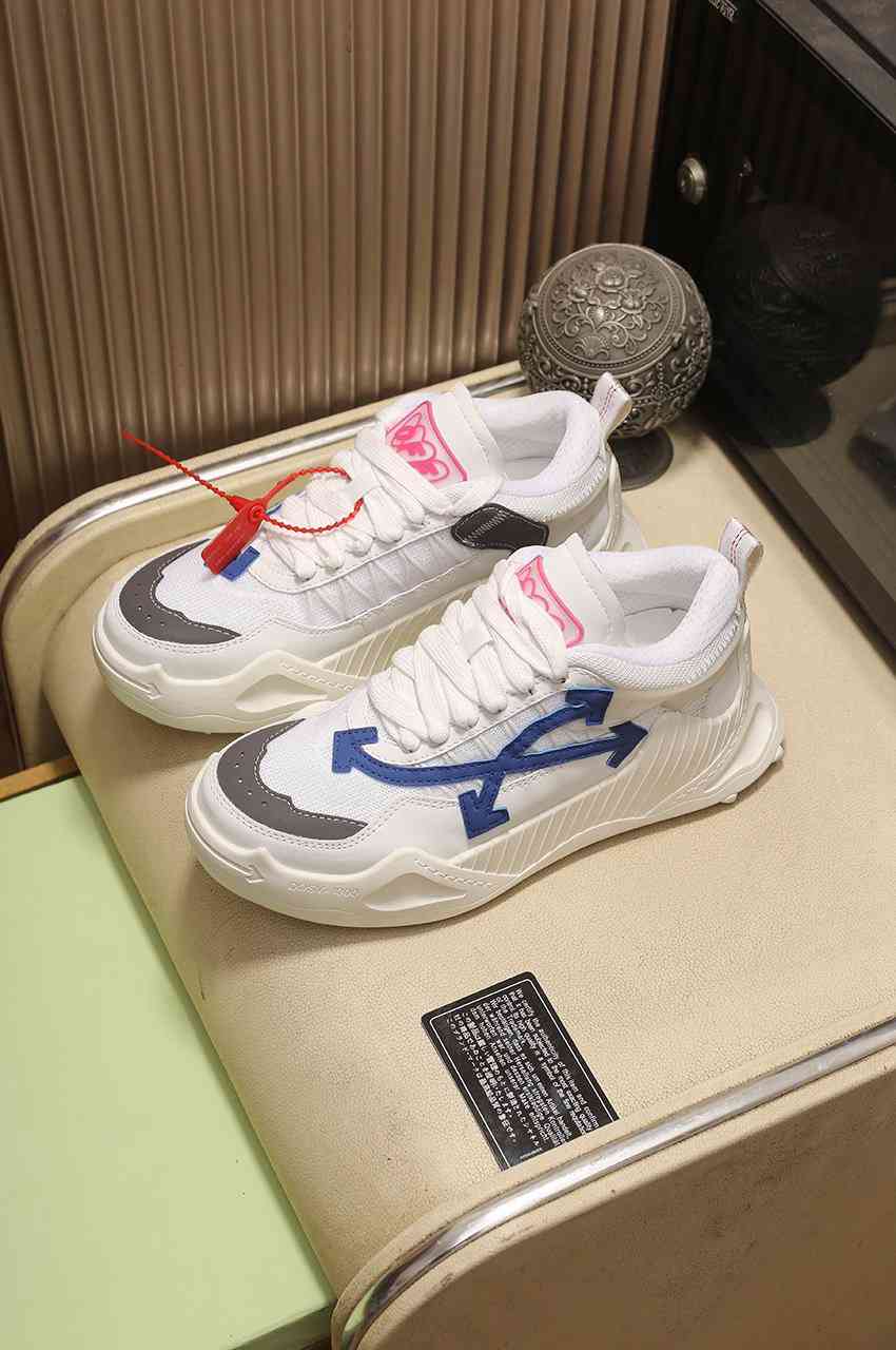 Off-White sneakers in pelle colore bianco con dettaglio blu