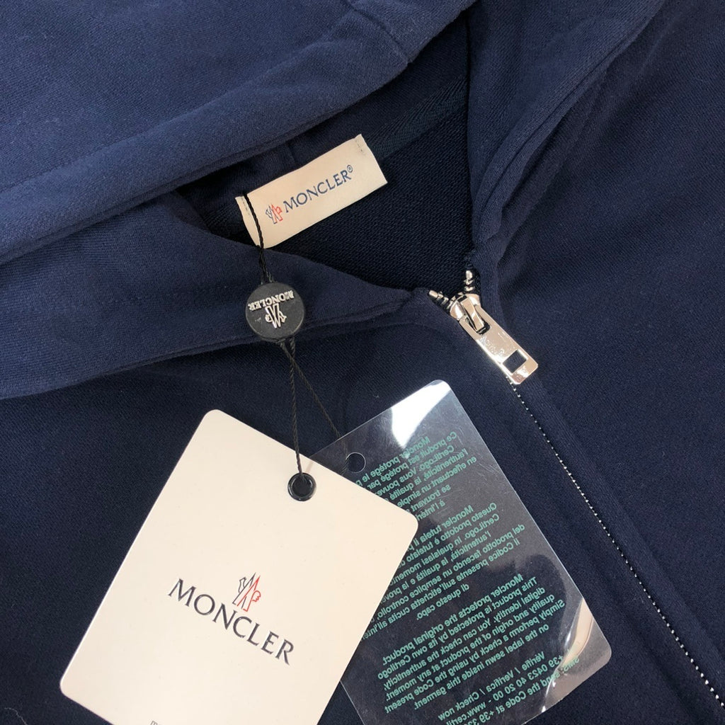 Felpa Moncler con cappuccio e zip lunga. 100% cotone