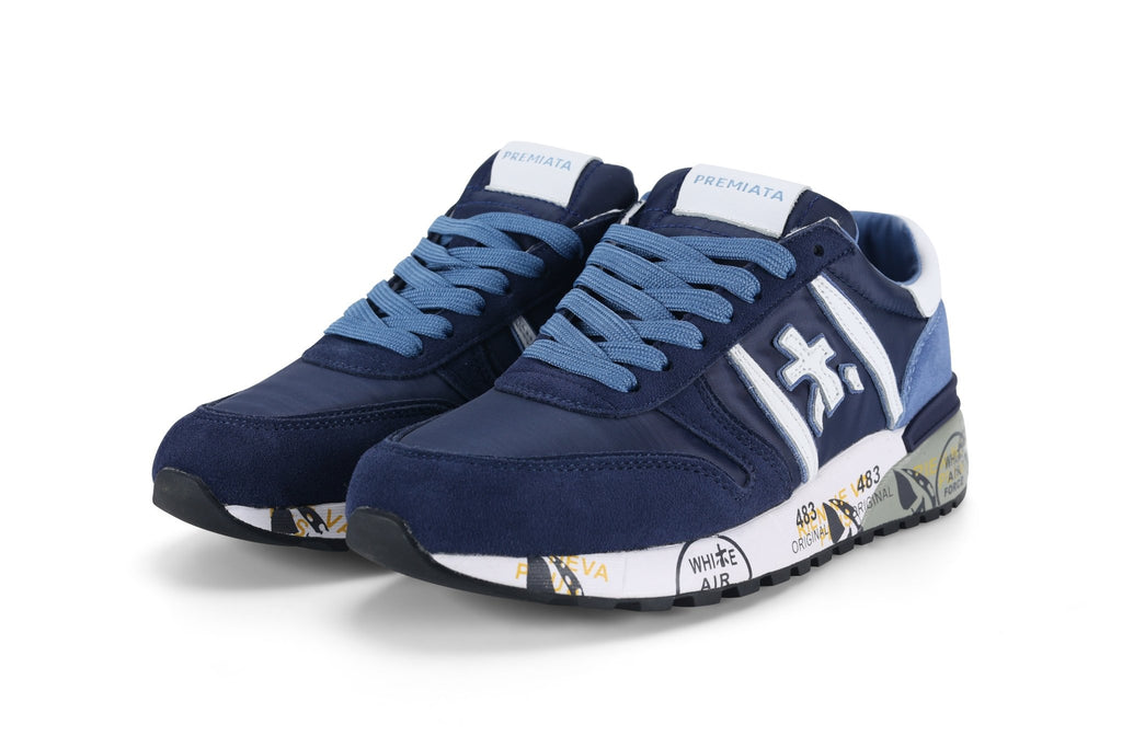 Premiata Lander sneakers suede blue celeste - VIBES MILANO