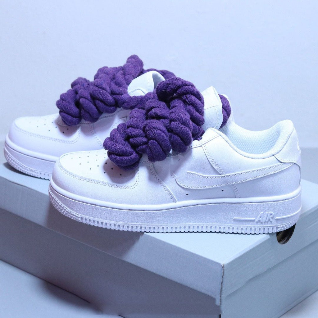 Nike Air Force 1 White Low Custom Rope corda blue